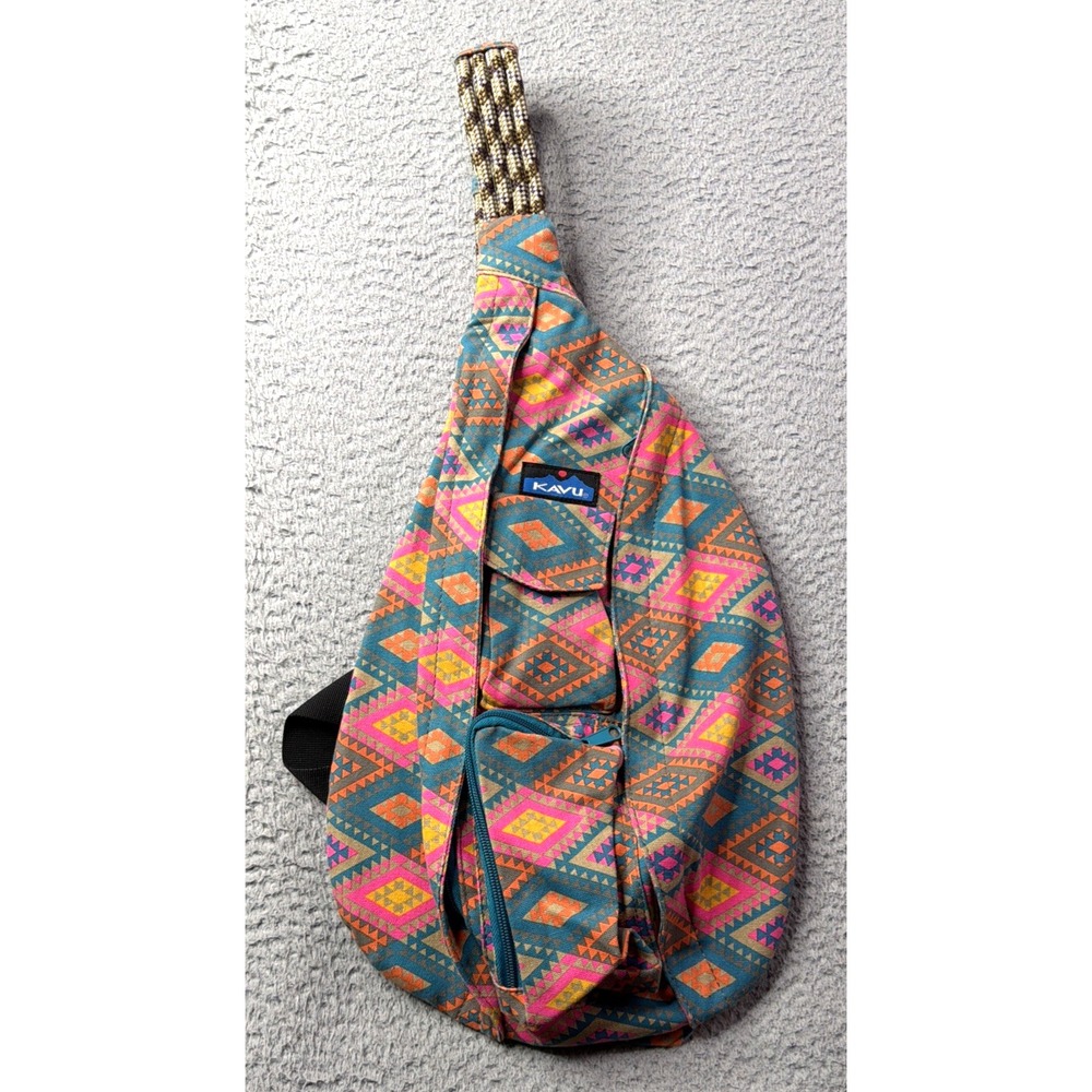 KAVU Aztec Sling Bag Crossbody Backpack Multicolor Rope Shoulder Strap KAVU